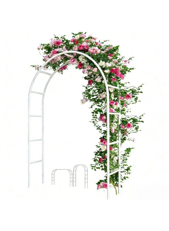 قوس حديقة معدني - دعامة تعريشة للنباتات المتسلقة، قوس ودعامة نباتات لتزيين حفلات الزفاف والمناسبات في الحدائق الخارجية، قوس زينة للحديقة خفيف الوزن للحفلات والزفاف، أبيض - Image 1